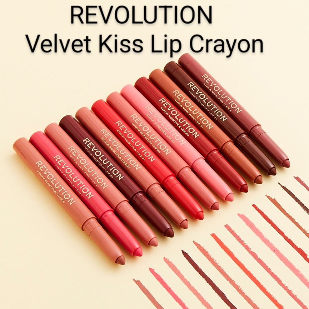 Revolution Velvet Kiss Lip Crayon Decadence Buildable Stay-put Color New